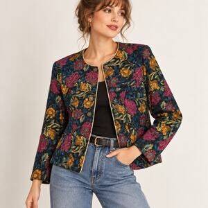 Vintage A.S. Elliott Floral Blazer Jacket 22W USA Made Cottagecore 90s Grandma